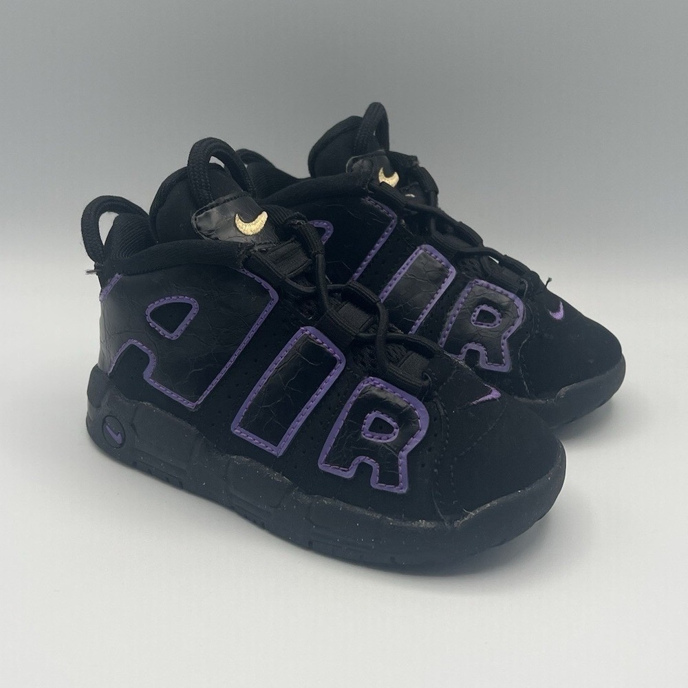 2022 Nike Air More Uptempo Black Purple Retro Shoes - Kids Toddler Size 8 USED